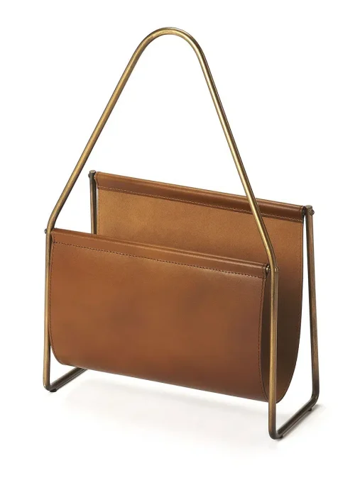 Soft Brown Leather & Brass Magazine Holder