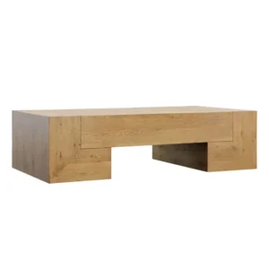 Solid Wood Oak Natural Finish Rectangular Block Coffee Table