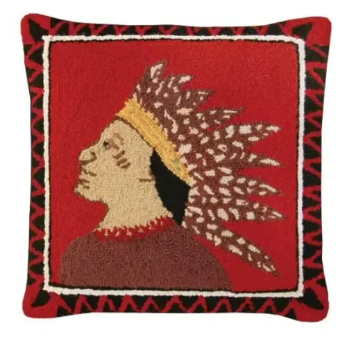Southwestern Indian Scout Pillow Left Hand Hooked Rug