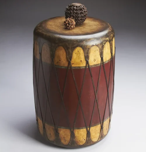 Southwestern Style Indian Drum Accent Side Table