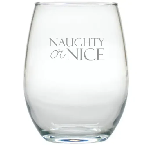 Stemless Wine Glasses Set of 8 Naughty or Nice