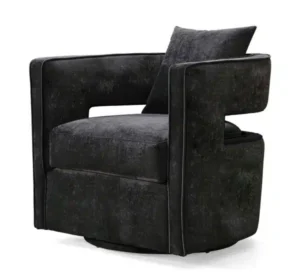 Stylish Black Velvet Swivel Chair