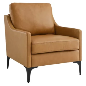 Tan Brown Simple Style Leather Armchair