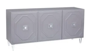 Grey Lacquer Acrylic Leg Buffet Sideboard