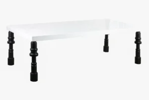 Glossy White Rectangle Top Black Wood Spindle Legs Dining Table