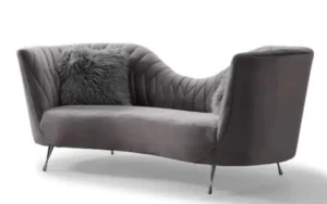 Dark Grey Velvet Salon Low Back Sofa
