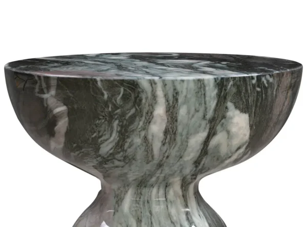 Modern Form Grey Swirl Marble Accent Side Table
