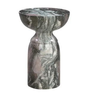 Modern Form Grey Swirl Marble Accent Side Table