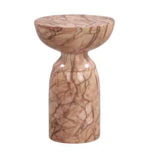 Modern Form Cocoa Brown Swirl Marble Accent Side Table