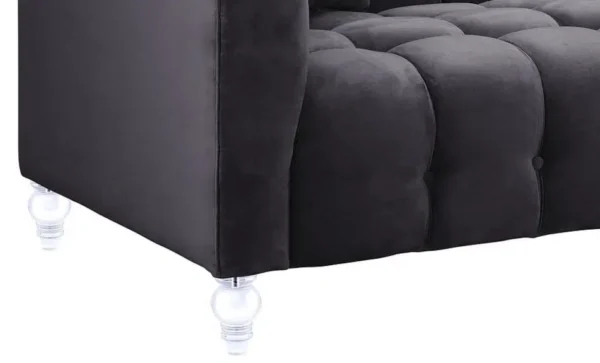 Deep Grey Velvet Button Tufted Sofa Acrylic Legs