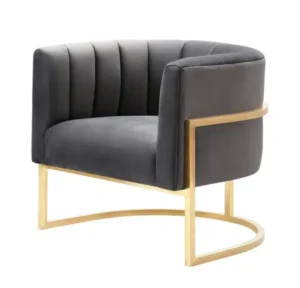 Grey Velvet Contemporary Modern Gold Frame Chair