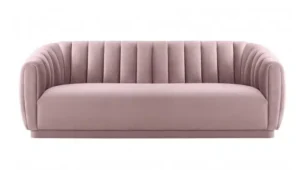 Blush Pink Velvet All Over Channel Tufted Sofa