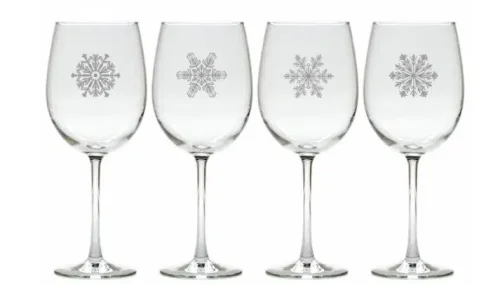 Unique Snowflake Wine Glasses Set of 4