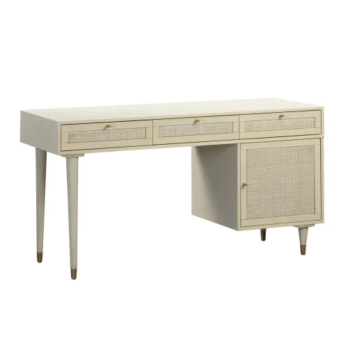 Vanilla Buttermilk Desk Rattan Cane Accents
