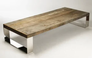 Reclaimed Wood Coffee Table Stainless Steel Legs