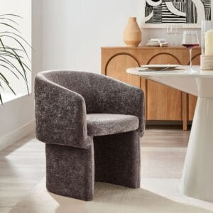 Chocolate Brown Chenille Dining Armchair