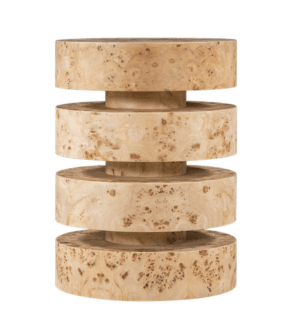 Toasted Burl Wood Cork Screw Style Accent Table