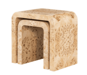 Toasted Burl Wood Nesting Tables