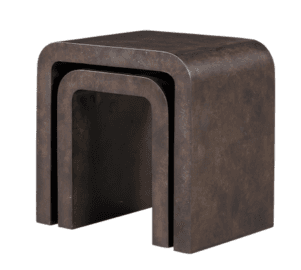Elegant Chocolate Brown Burl Wood Nesting Tables Set of 2
