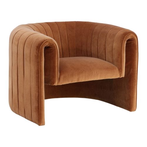 Ginger Velvet Side Pleated Accent Occasional Chair