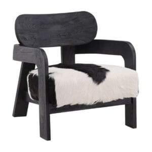 Black &  White Hide Black Wood Frame Occasional Chair