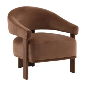 Chocolate Brown Velvet Dark Brown Wood Frame Accent Chair