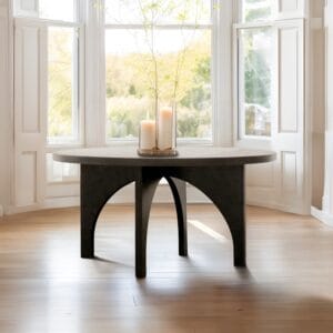 Black Wood Small Round Dining Table Arch Design Base