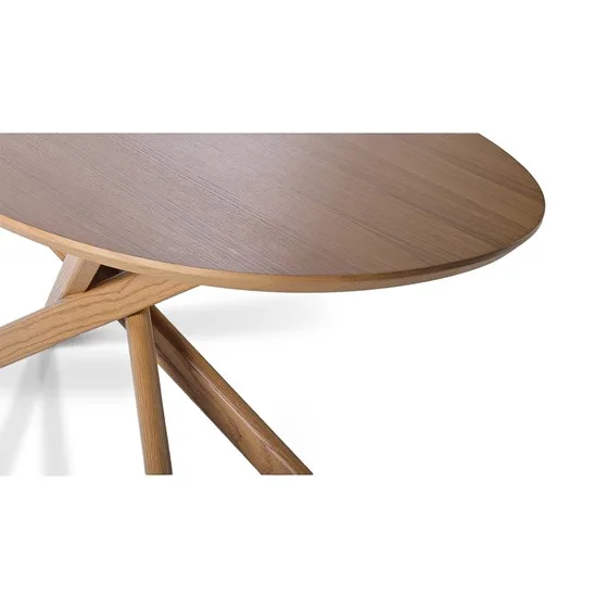 X Base Natural Solid Wood Large Oval Top Dining Table - Image 4