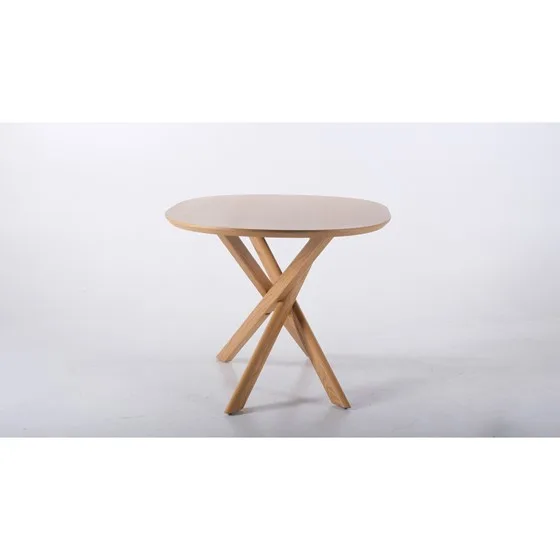 X Base Natural Solid Wood Large Oval Top Dining Table - Image 5