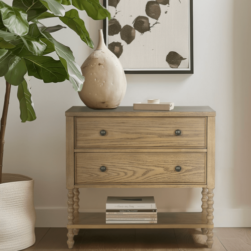 2 Drawer Camel Oak Accent Chest