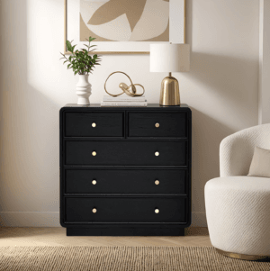 Black Wood 5 Drawer Dresser