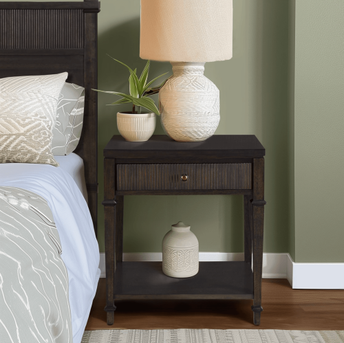 Dark Brown Nightstand with Drawer