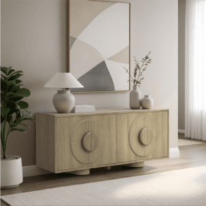 Light Oak Circular Door Sideboard Media Unit