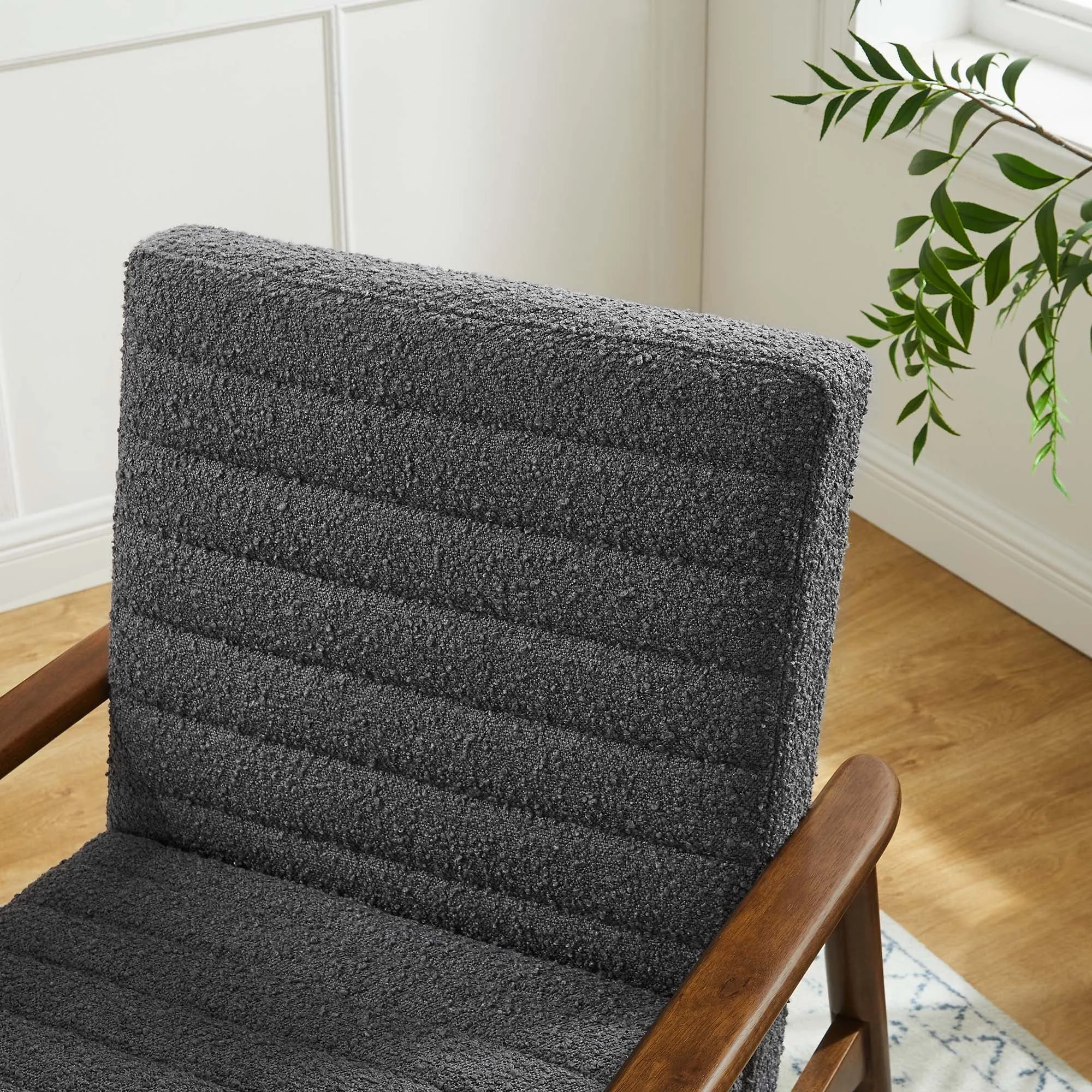 Contemporary Boucle Charcoal Fabric Accent Chair - Image 4