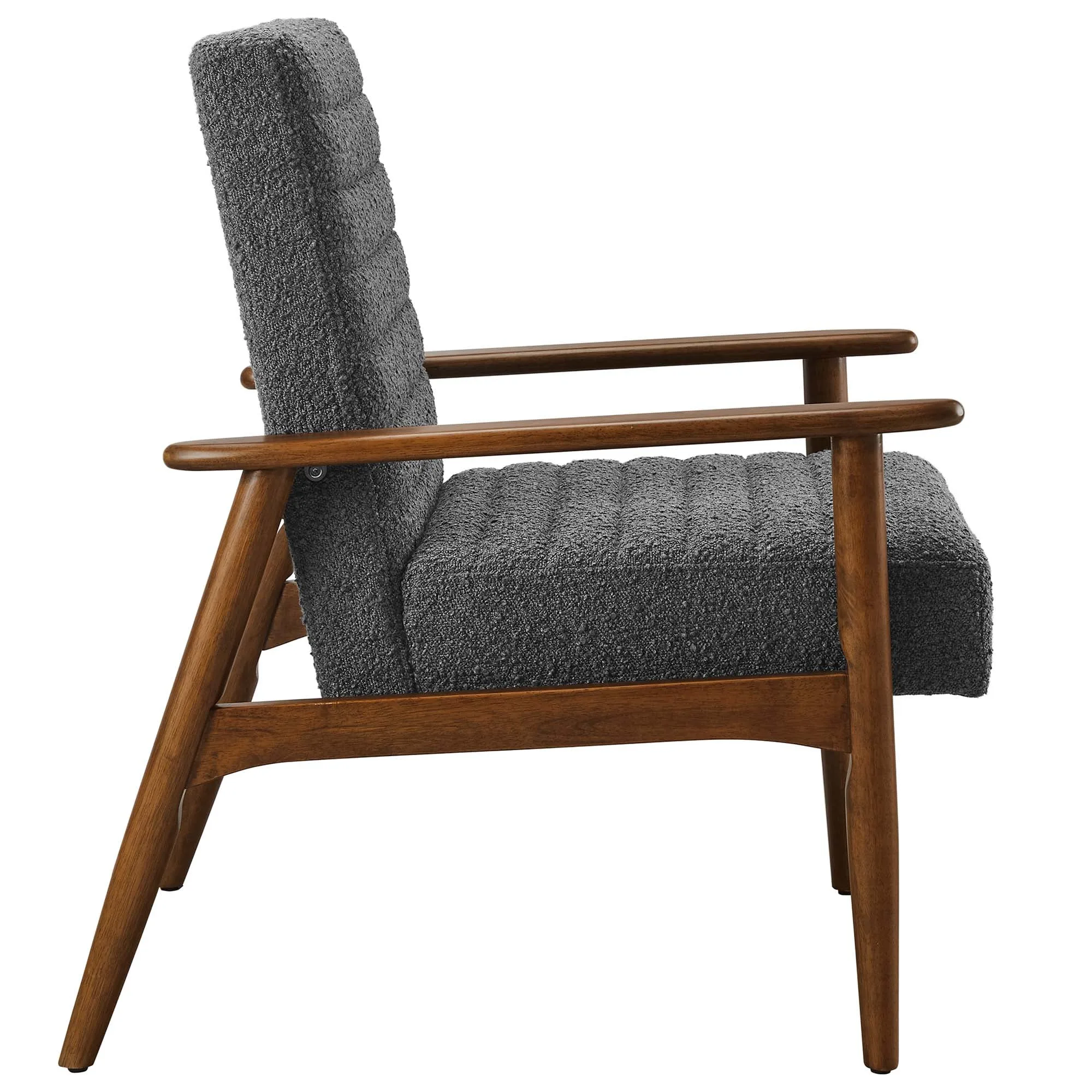 Contemporary Boucle Charcoal Fabric Accent Chair - Image 2