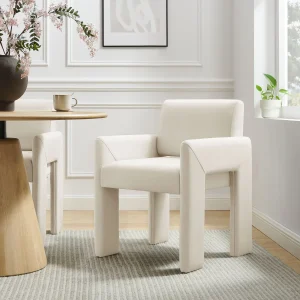 Alabaster Colored Velvet Fabric Mid-Century Armchair