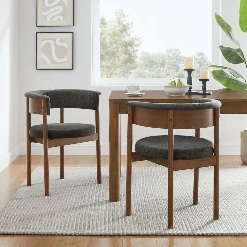 Curved Charcoal Upholstered Dining Chairs Set Of 2