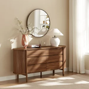 Walnut Curved Sides 6-Drawer Curved Dresser