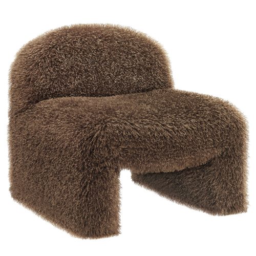 Brown Faux Fur Funky Accent Chair