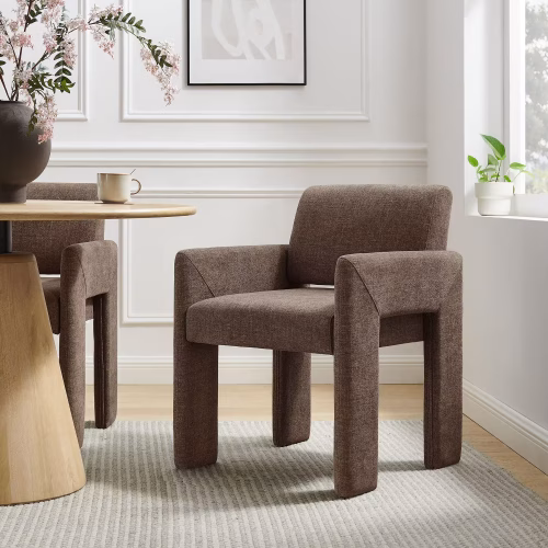 Mocha Colored Fabric Colored Mid-Century Armchair