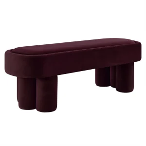 Oval Performance Velvet Accent Bench in Mulberry