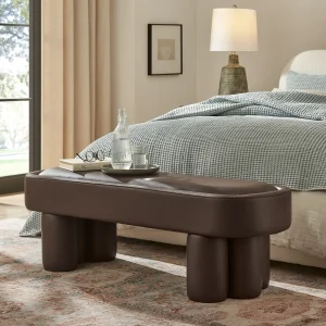Espresso Brown Modern Vegan Leather Bench