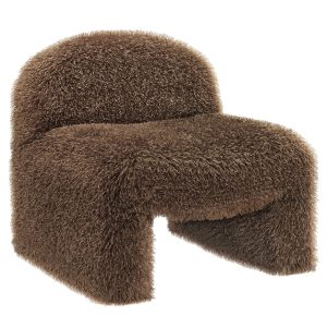 Brown Faux Fur Funky Accent Chair