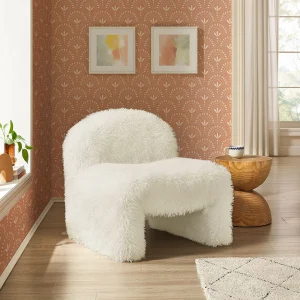 White Faux Fur Funky Accent Chair