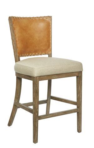 Stunning Butterscotch Leather Hair on Hide Oak Frame Bar Stool