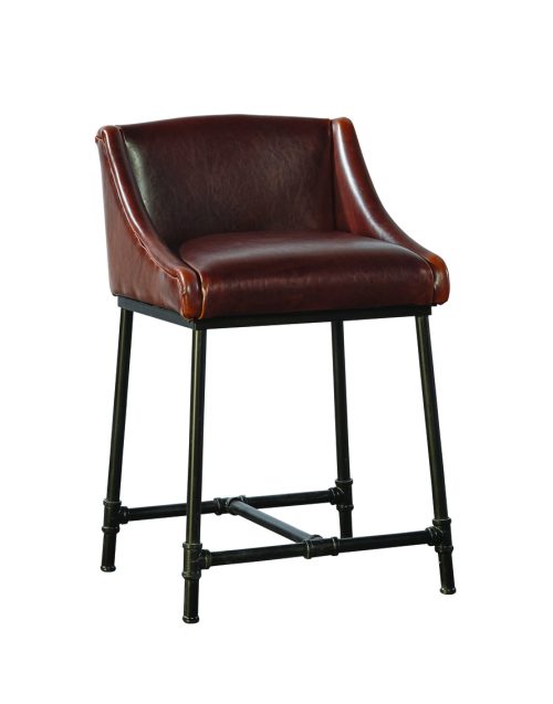 Leather & Iron Pipe Comfort Counter Bar Stool