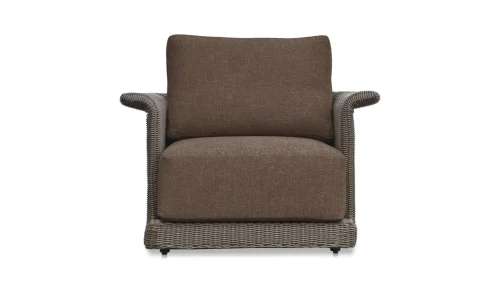 Brown Cushion Synthetic Wicker Outdoor Accent Chair
