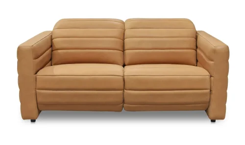 Tan Leather 2 Seater Power Recliner Sofa