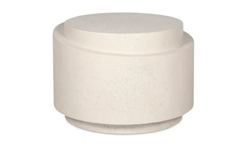 Modern White Concrete Indoor Outdoor Round Accent Side Table