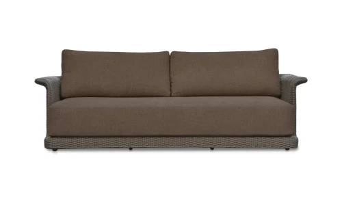 Brown Cushion Synthetic Wicker Outdoor Sofa
